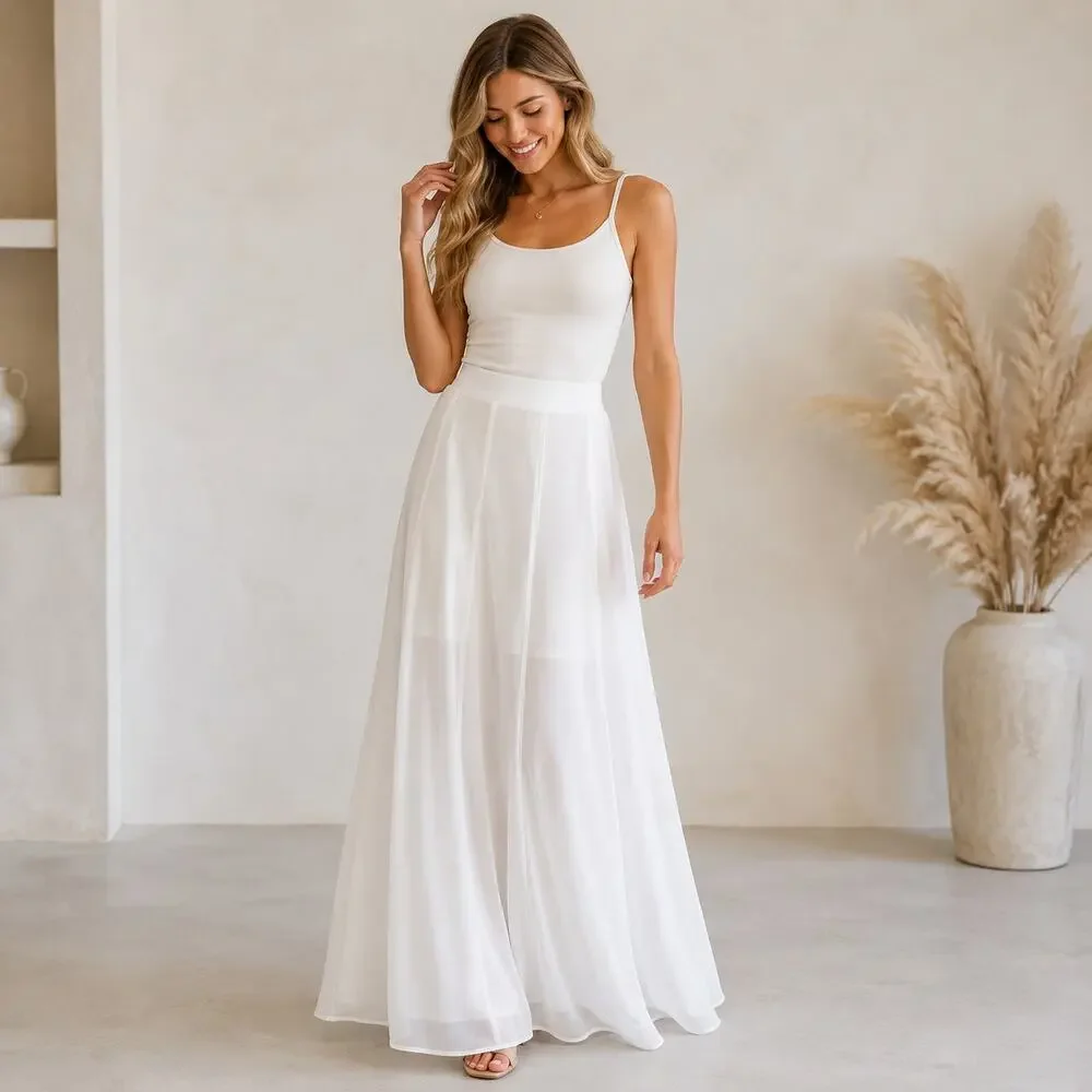 Show Me Your Mumu White Flowy Maxi Skirt XXS High Rise Bridal Vacation